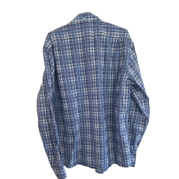 Façonnable Trend Plaid Shirt Men's L 100% Cotton Blue Check Button Down Casual - Picture 3 of 7